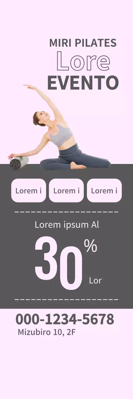 Pilates Open Event Windbanner con cuadrados grises sobre fondo rosa