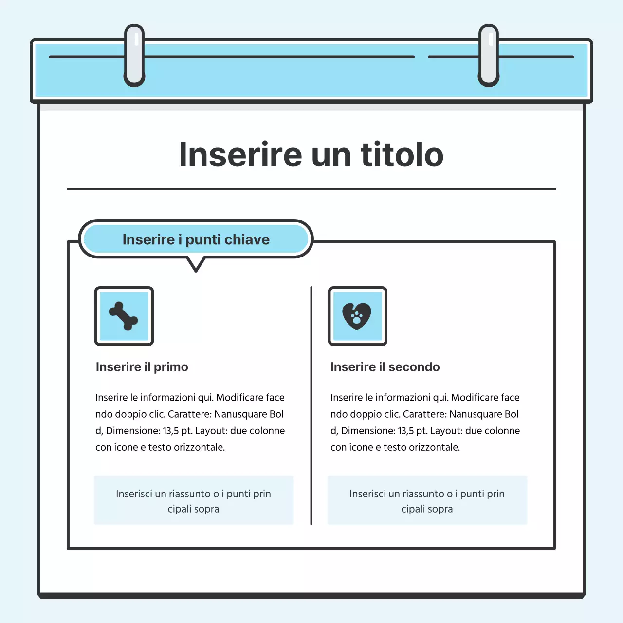 Nota azzurra Concept Biglietto ordinato con simpatiche illustrazioniNews