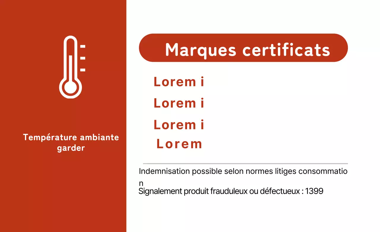 Blanc Rouge Transparent Affichage d'informations sur les produits alimentaires de longue conservation