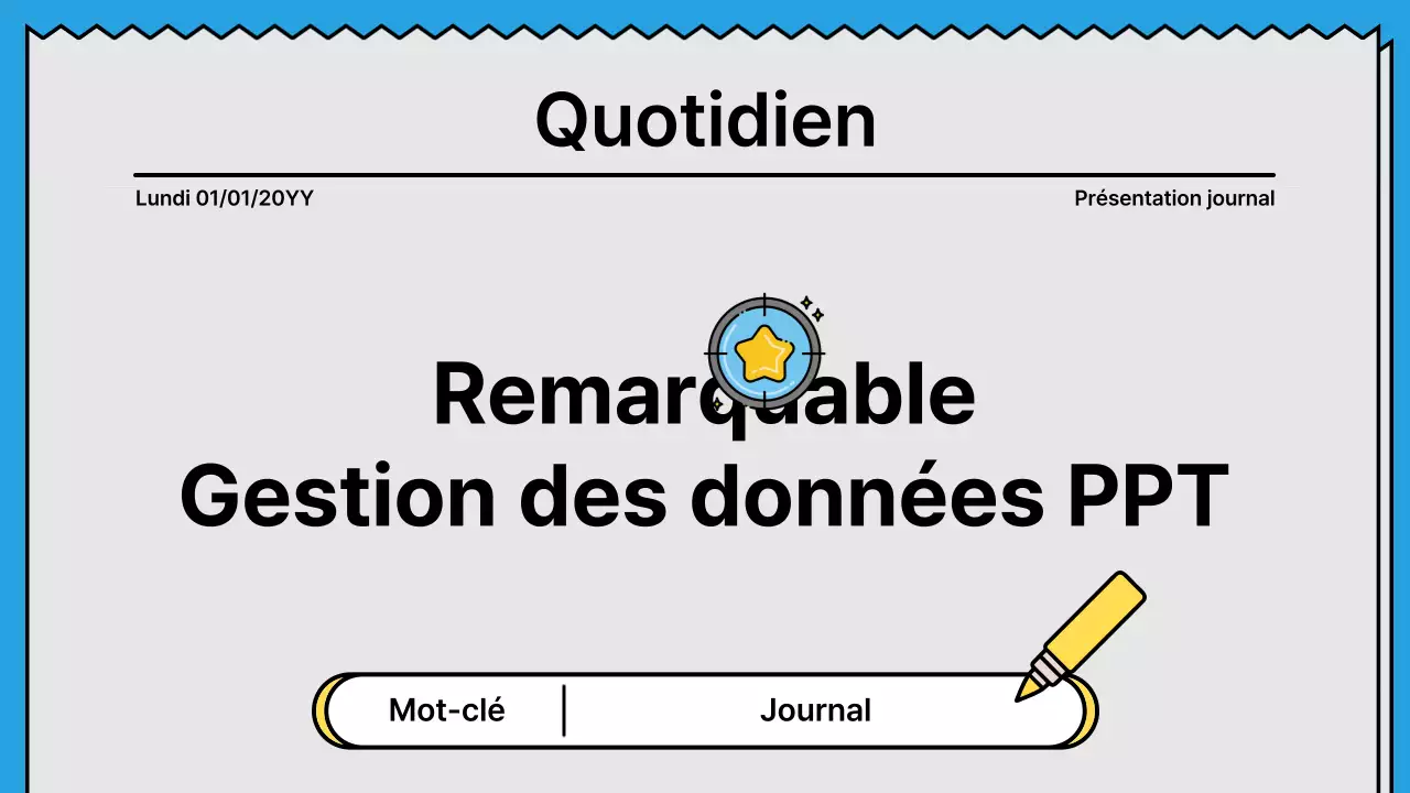 Lignes audacieuses et présentation attirant l'attention dans un concept de journal avec des couleurs d'accent jaune et bleu clair