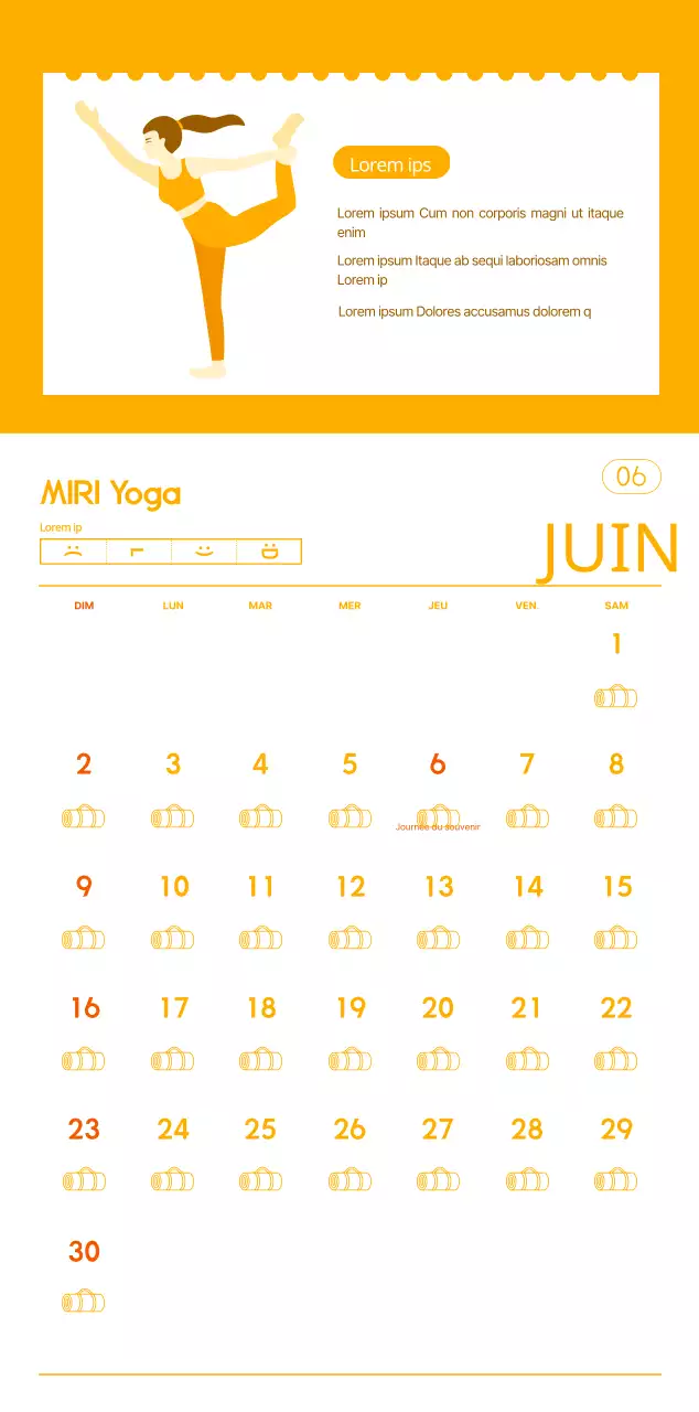 Calendriers orange à distribuer lors de la promotion de votre studio de yoga.