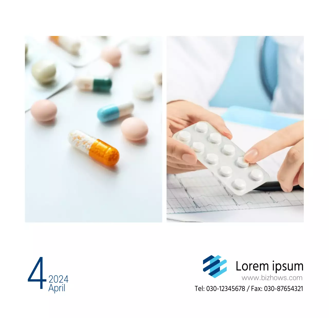 Einfacher weißer Krankenhaus-Tischkalender