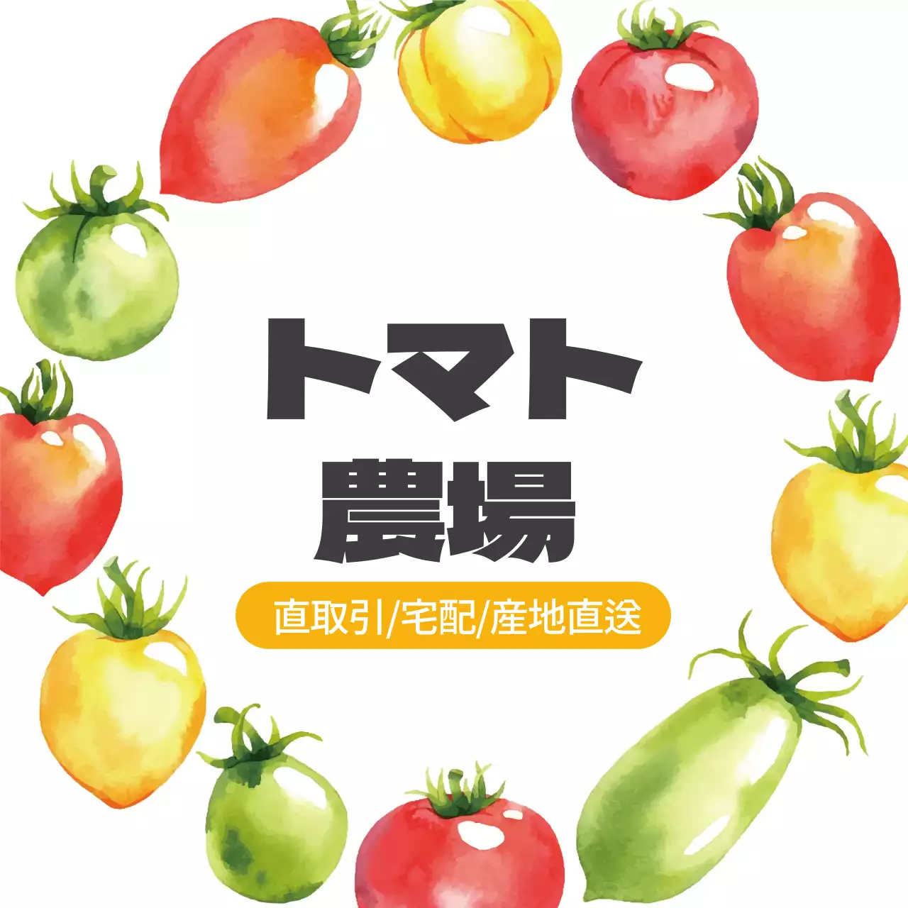 オレンジ色のイラスト水彩画農産物農園