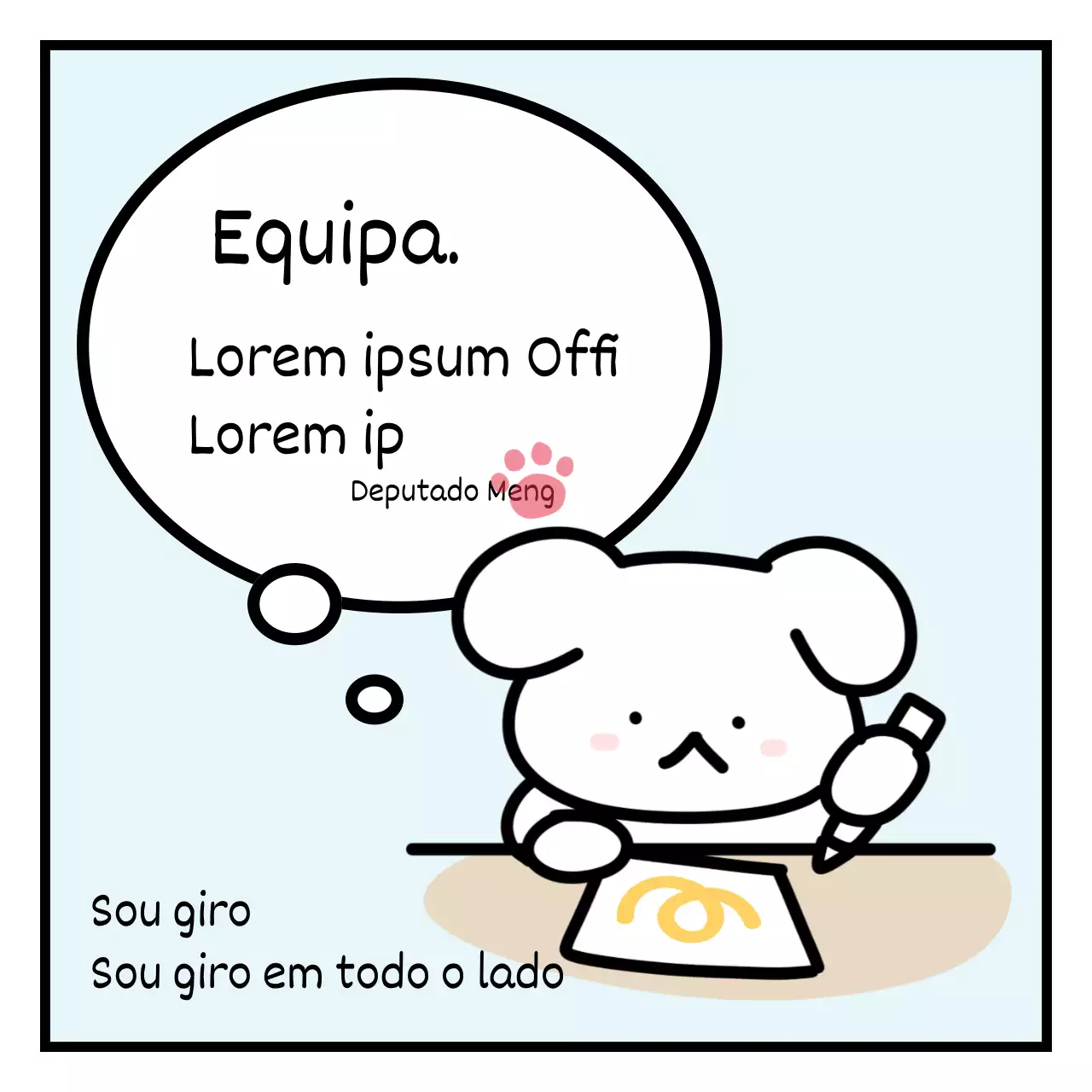 Tuíte de demissão em forma de emoji com um cão azul claro e branco