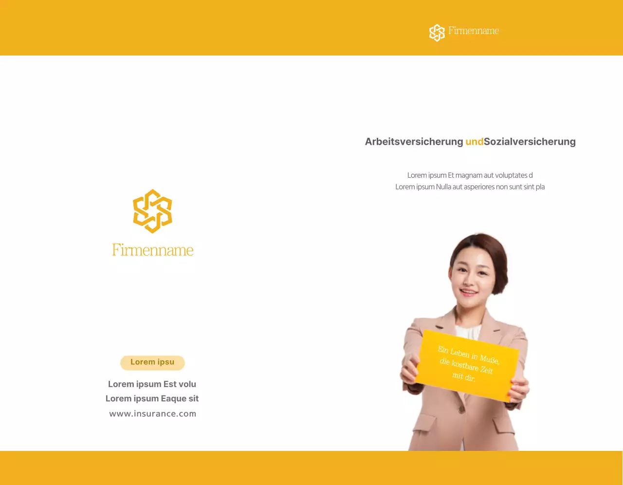 Ein einfacher gelber Text und ein Bild, die für das Sozialversicherungssystem werben.
