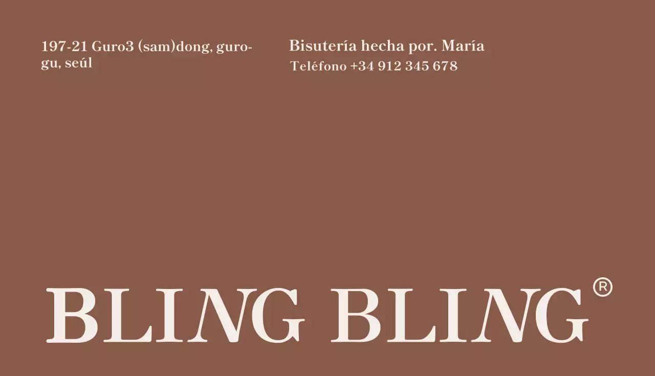 Tarjeta de visita de joyería clásica en beige y marrón