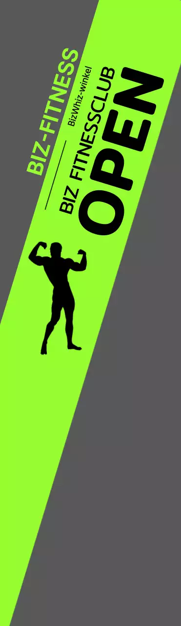 De openingswindbanner van de gezondheidsclub met mannensilhouet op fluorescente basis