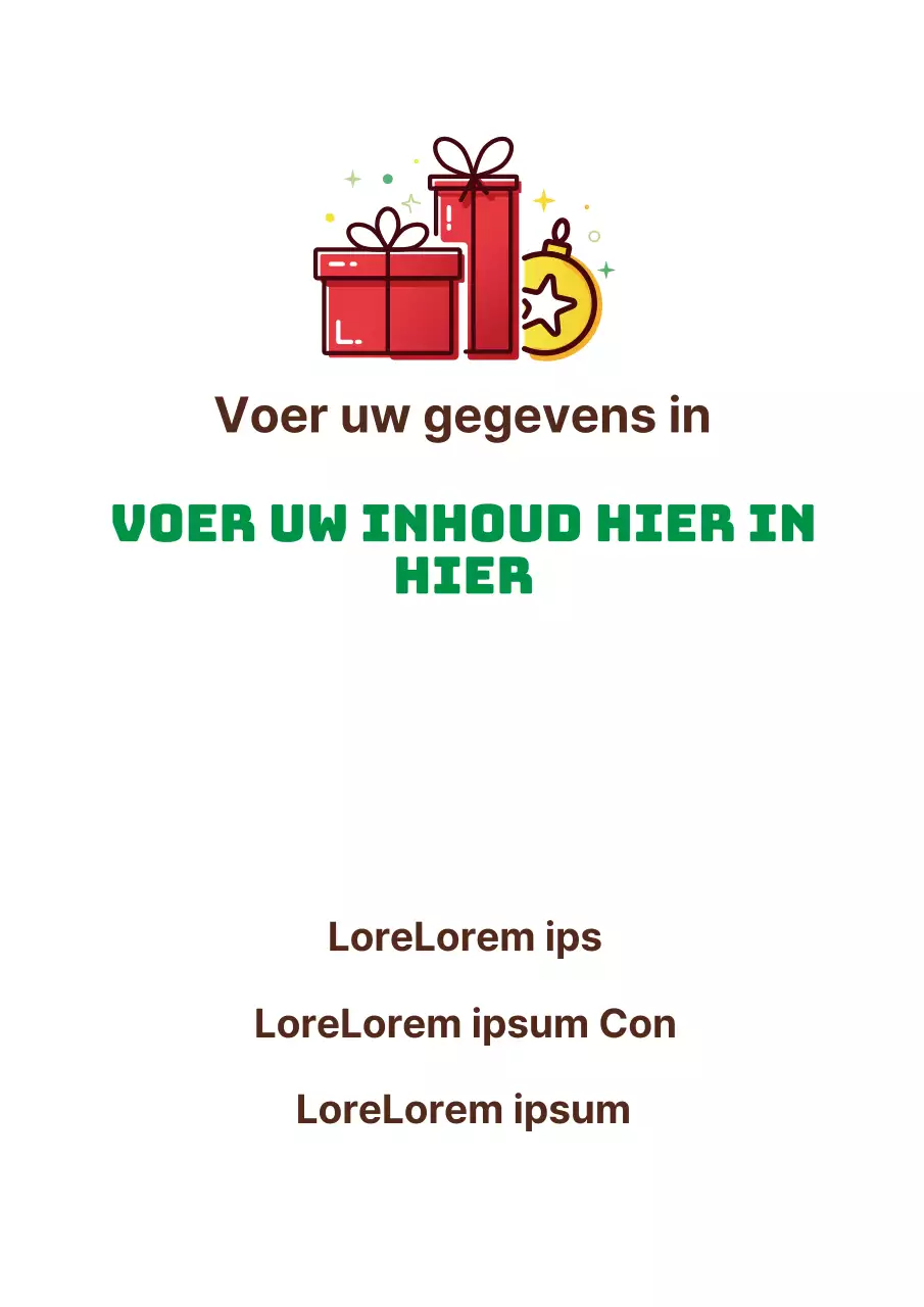 Eenvoudige aankondiging van een jubileumevenement met illustratie van een groen kerstcadeau