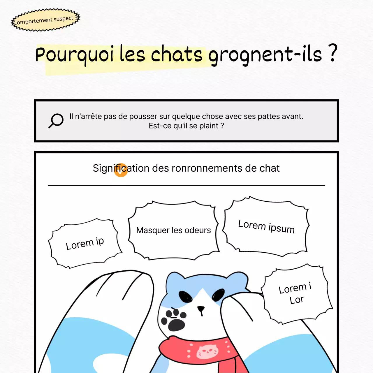 Testez un chat blanc, plat et mignon