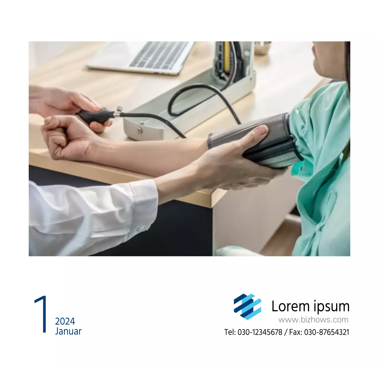 Einfacher weißer Krankenhaus-Tischkalender