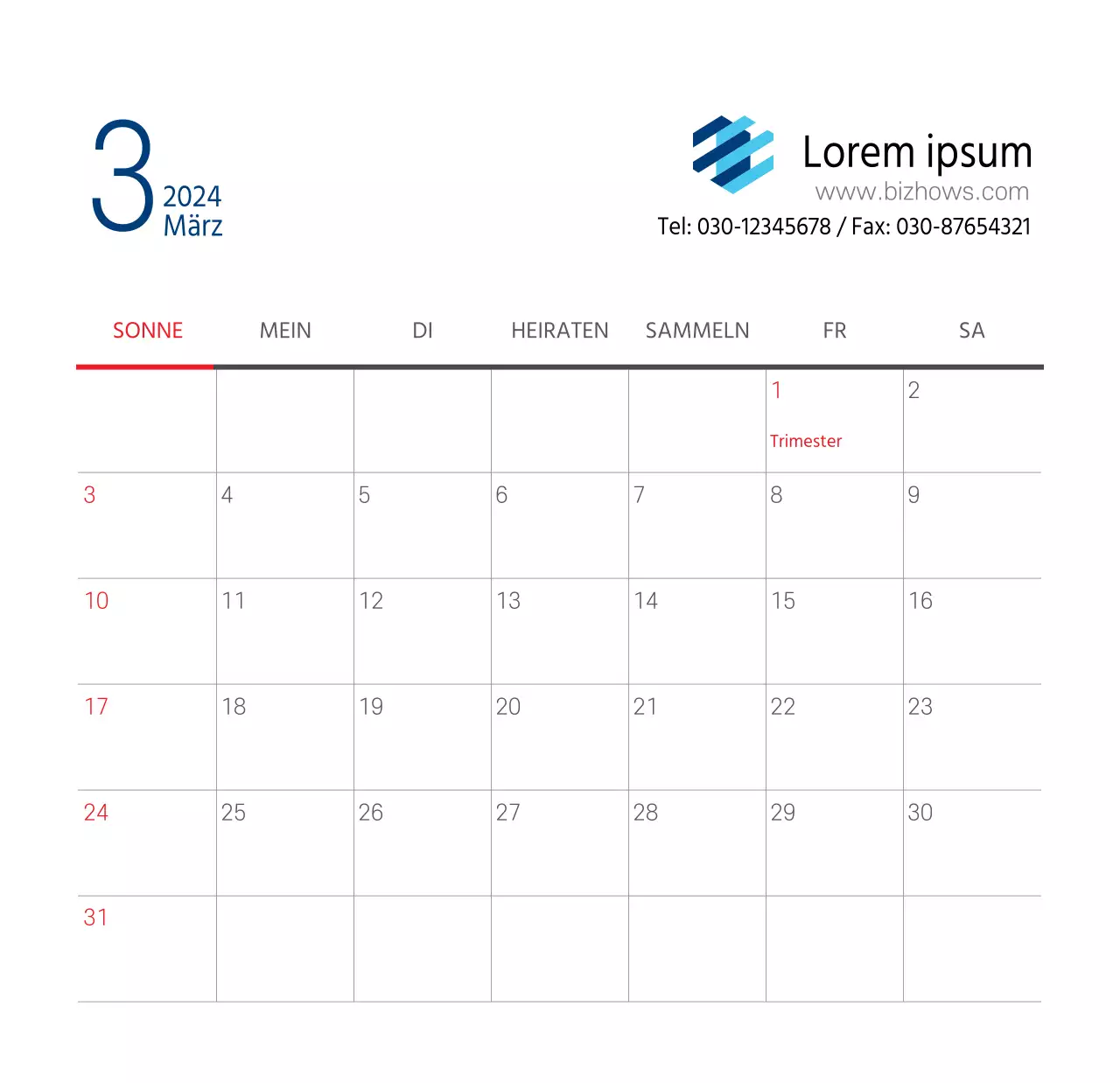 Einfacher weißer Krankenhaus-Tischkalender