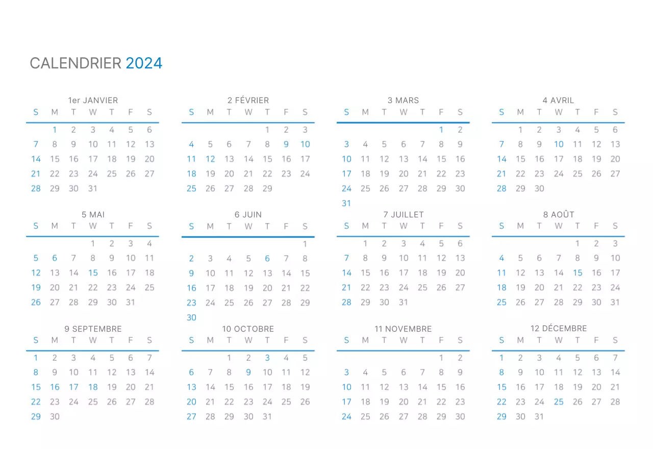 Calendrier de bureau blanc et simple