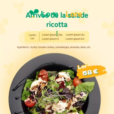 Nouvelle salade printanière à la ricotta de couleur jaune-vert pâle
