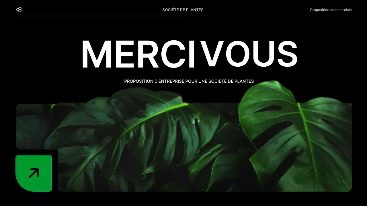 Proposition d'affaires pour une entreprise avec un concept de feuilles naturelles noires et vertes