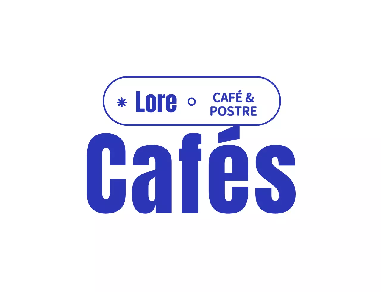 Azul marino y blanco lindo carácter taza cafetería logotipo estilo