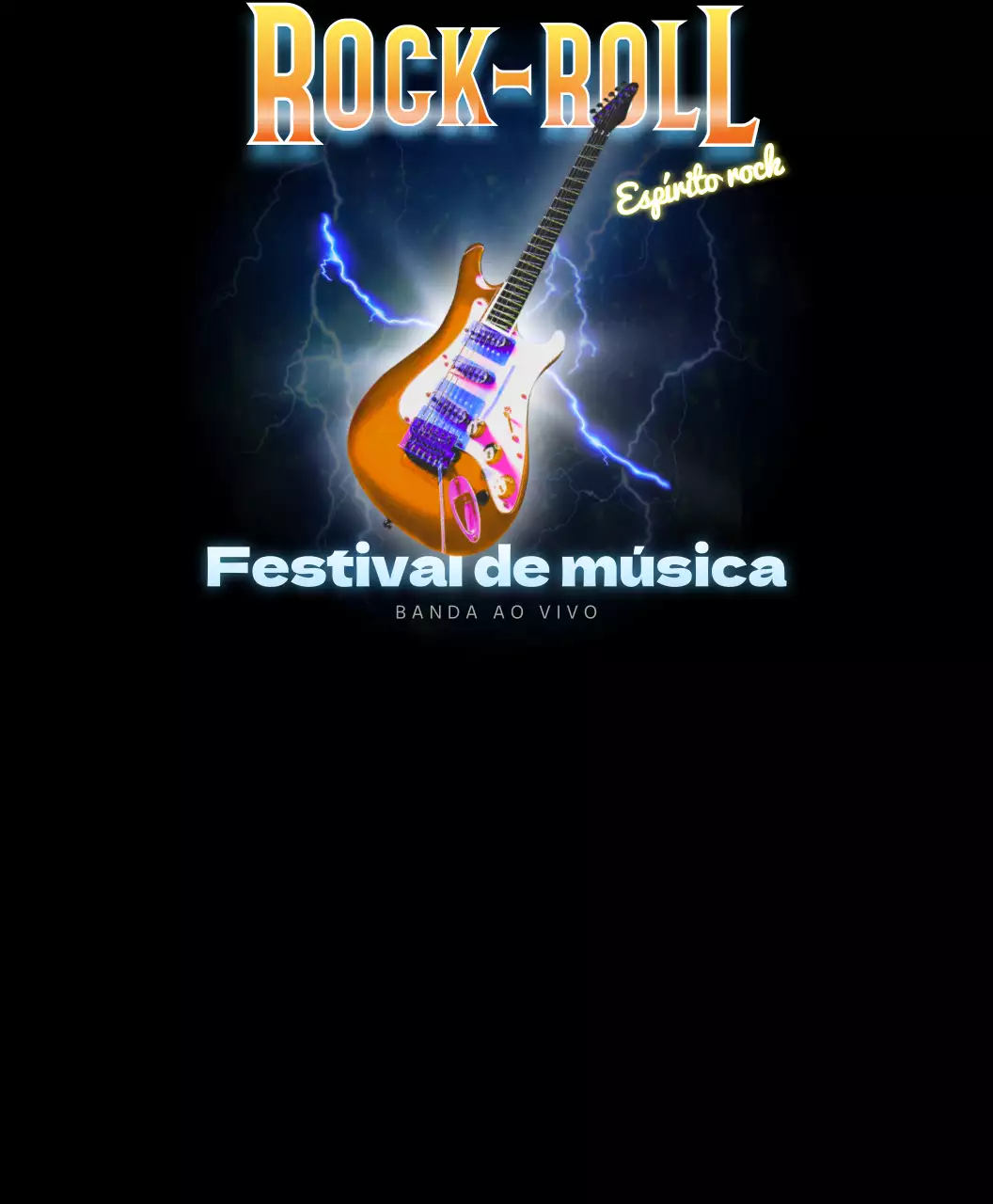 Festival de rock com um conceito de relâmpago em gradientes vermelhos