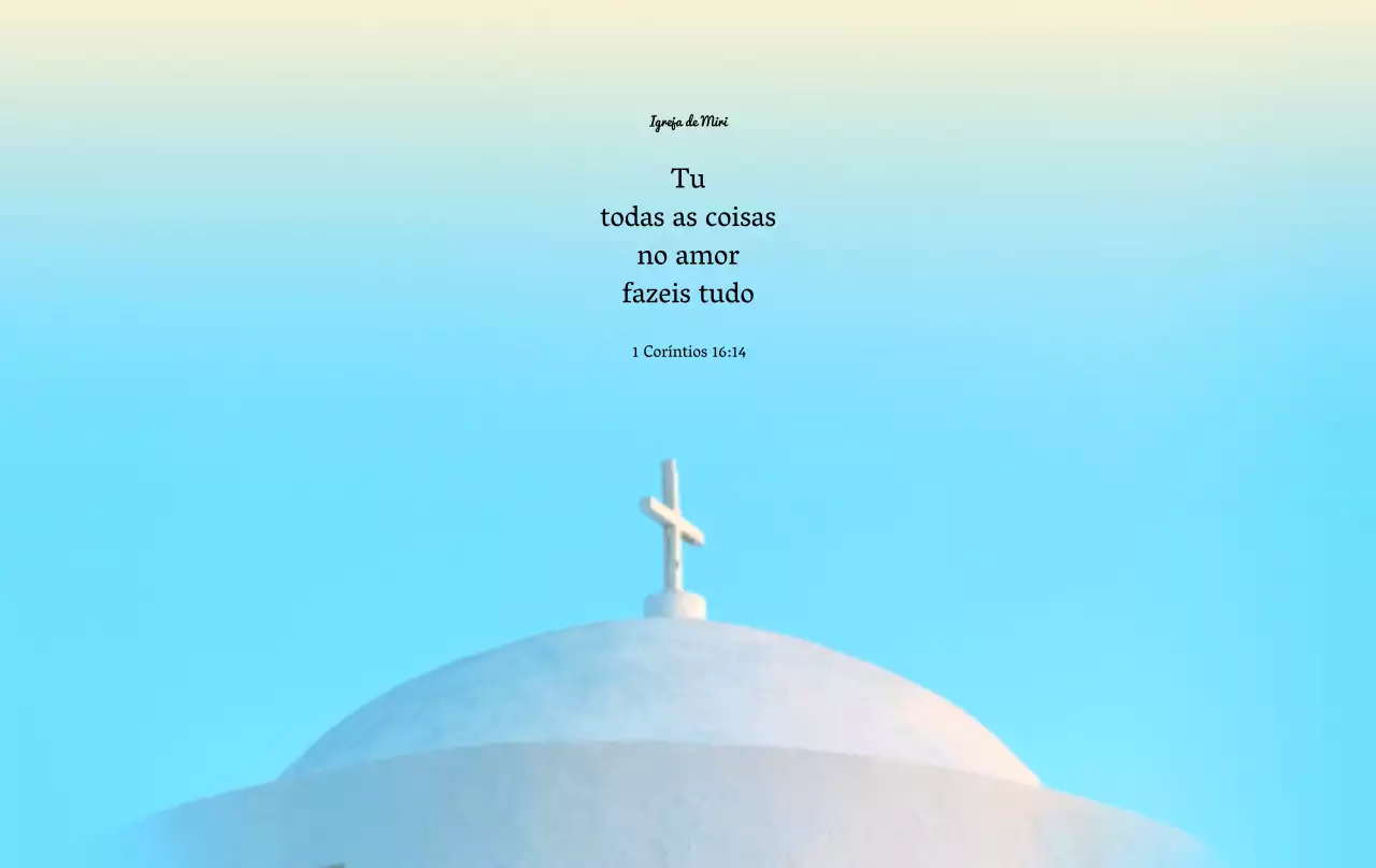 Versículos bíblicos emocionais sobre um fundo de igreja azul claro