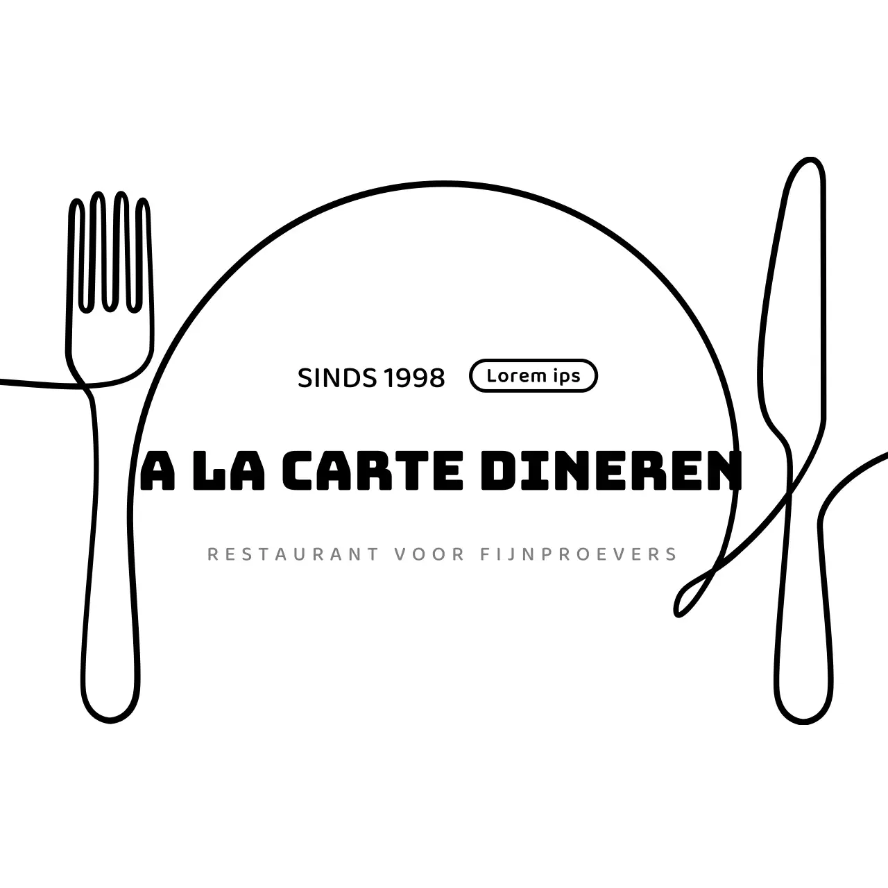 Eenvoudig restaurantlogo in wit en zwart