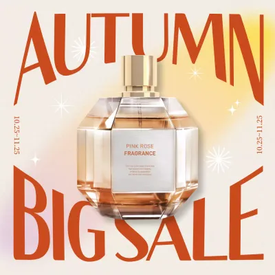 Herfstverkoopaankondiging voor luxe cosmetica in geel en ivoor