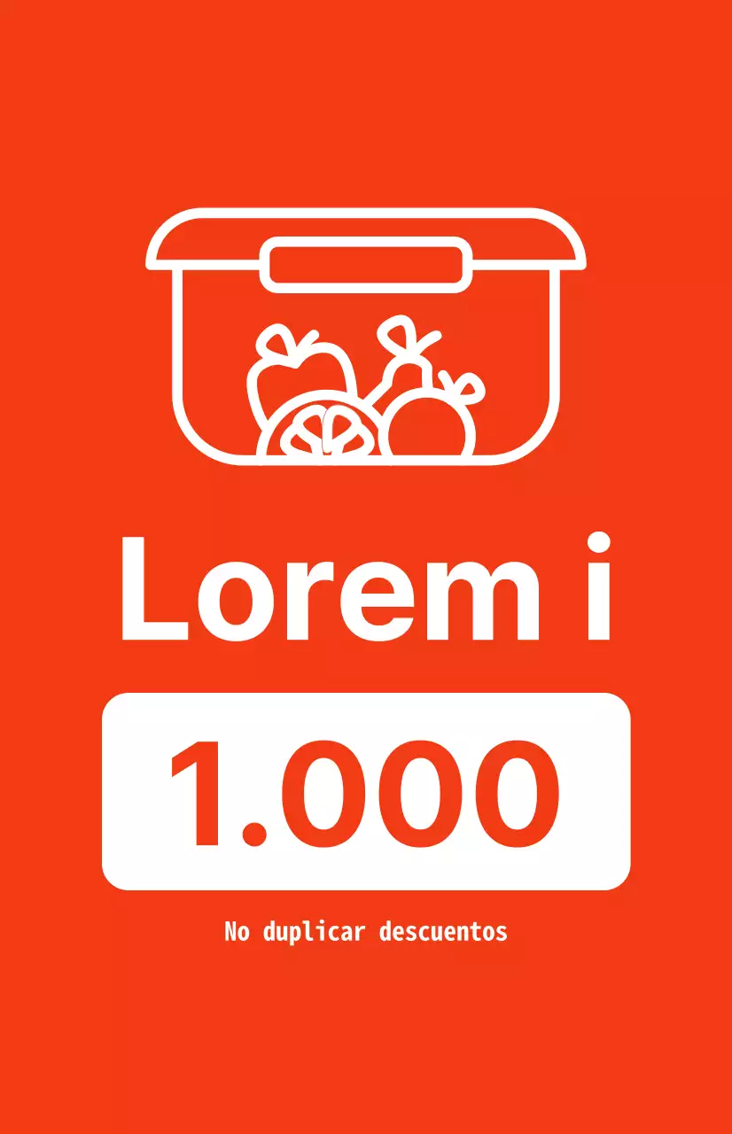 Promocione los descuentos en los envases con un texto blanco contrastado sobre fondo rojo