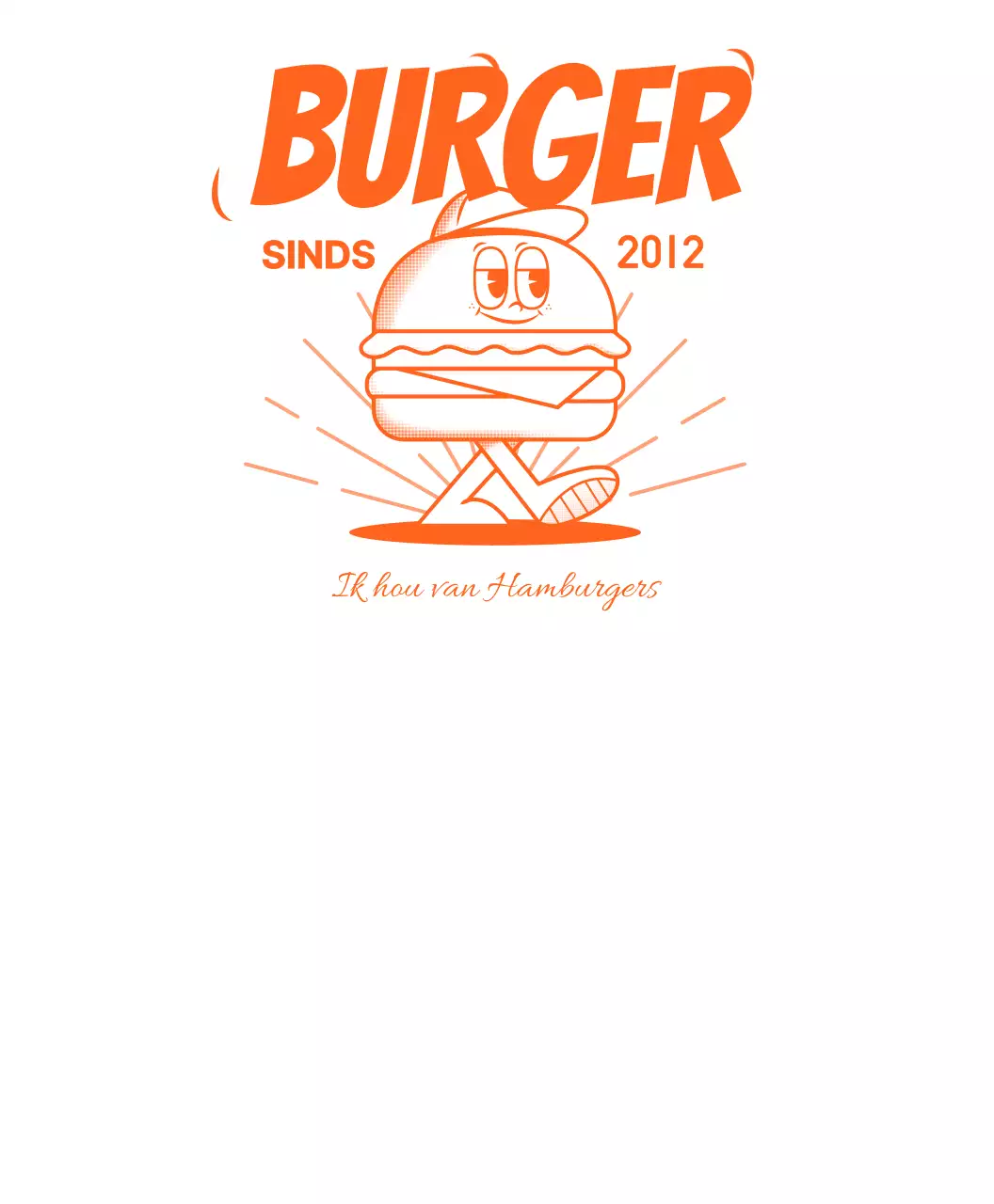 Hamburger karakter concept shop uniform in oranje en wit