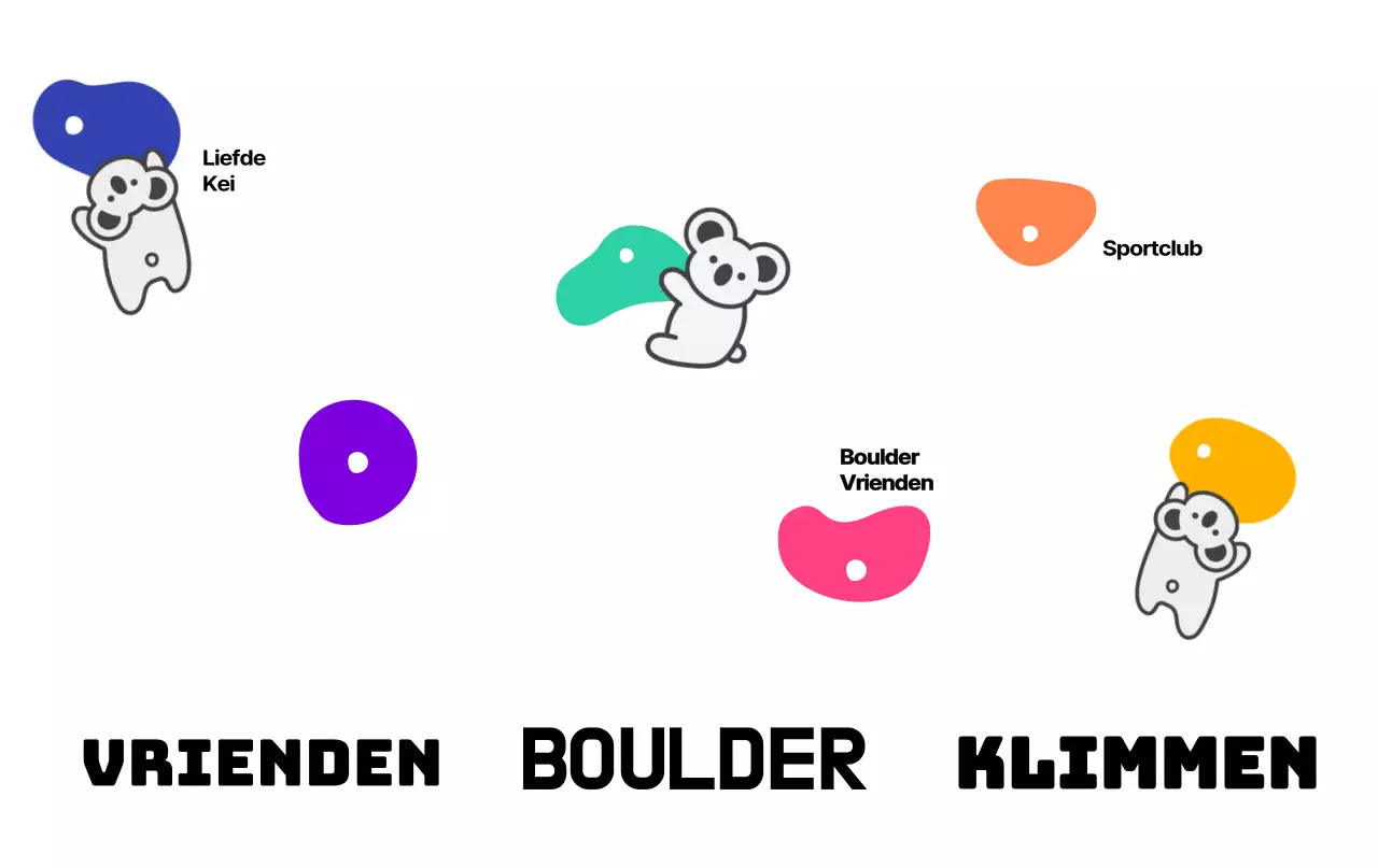 Een eenvoudige en schattige klimclub met kleurrijke kleuren en koala's