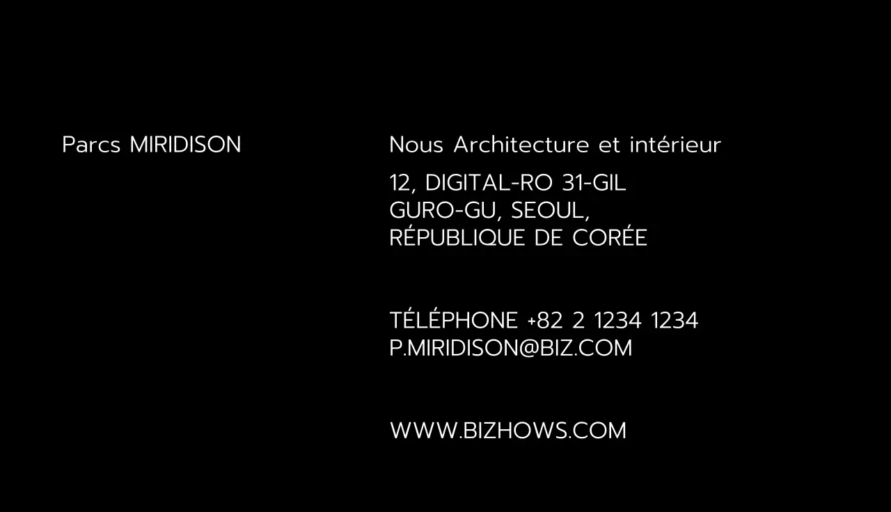 Carte de visite urbaine avec des lignes blanches sur fond noir