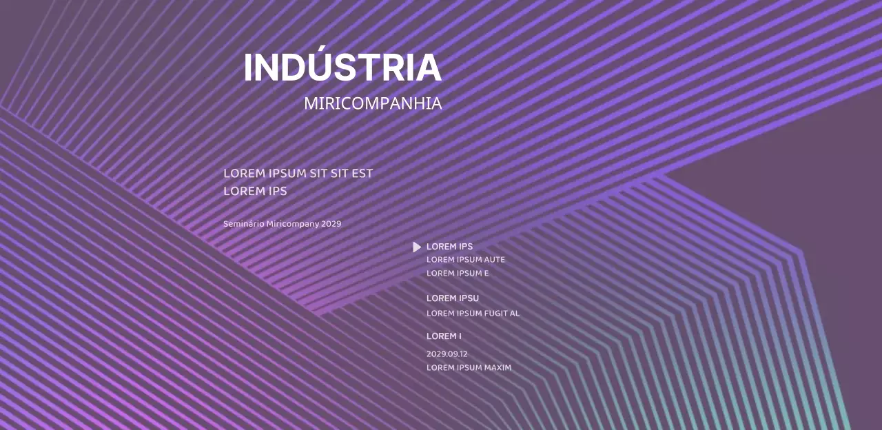 Seminário empresarial com gradiente gráfico roxo e preto