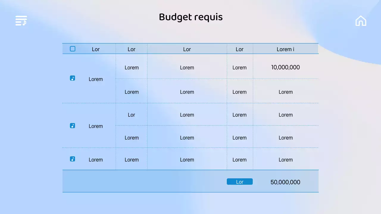 Une brochure de concerts émotionnelle avec un dégradé de bleu dans le style de l'interface utilisateur de la musique