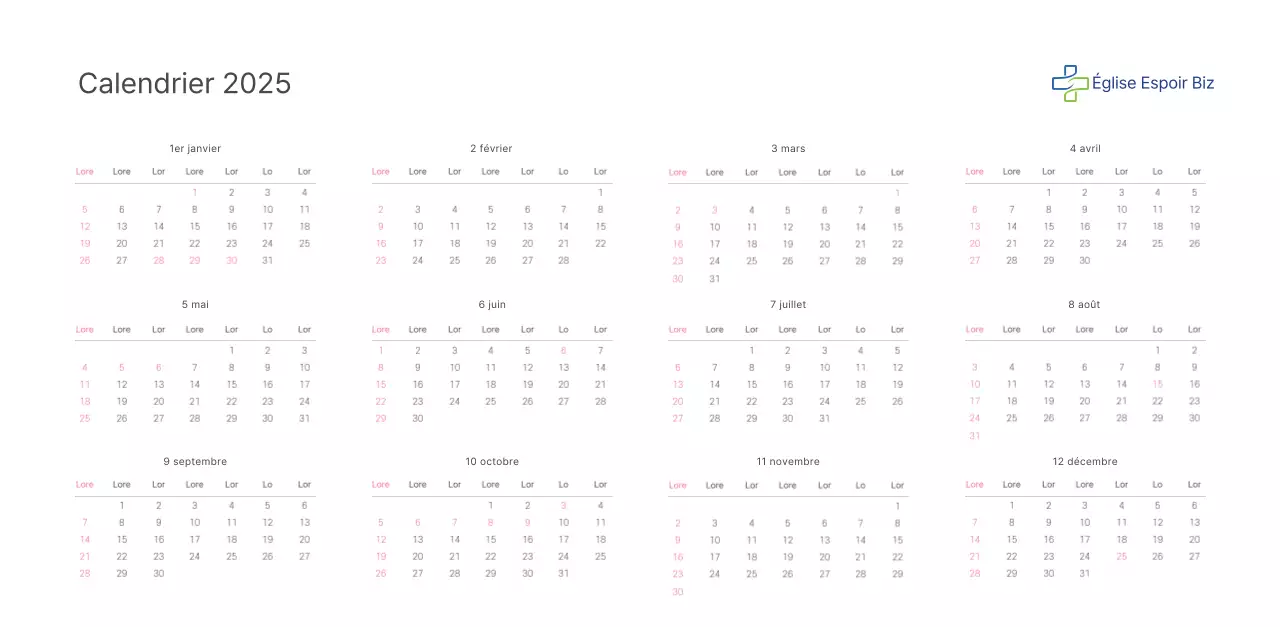 Calendrier ecclésiastique avec des illustrations chaleureuses