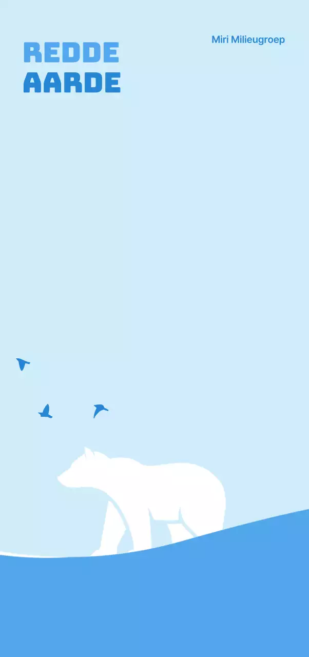 Een strak concept voor een milieuorganisatie met een illustratie van een ijsbeer in lichtblauw en blauw.