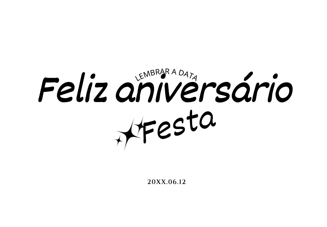 Envelope de postal de aniversário simples com texto a preto e ilustração de uma estrela