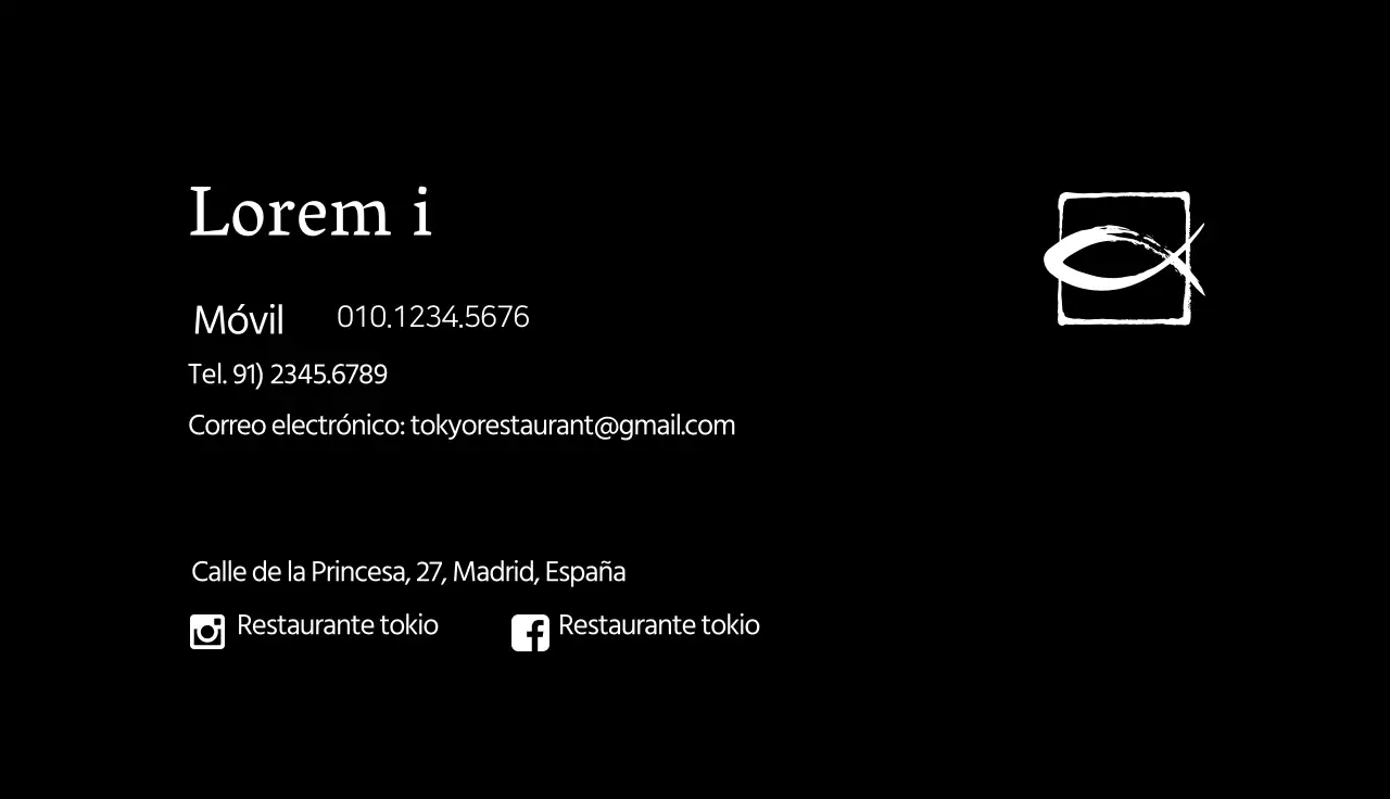 Ilustración en negro Tarjeta de visita de restaurante sencilla