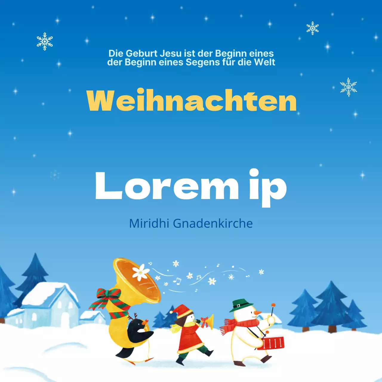 Hellblau Schnee Bibelschule Weihnachten Quadrate