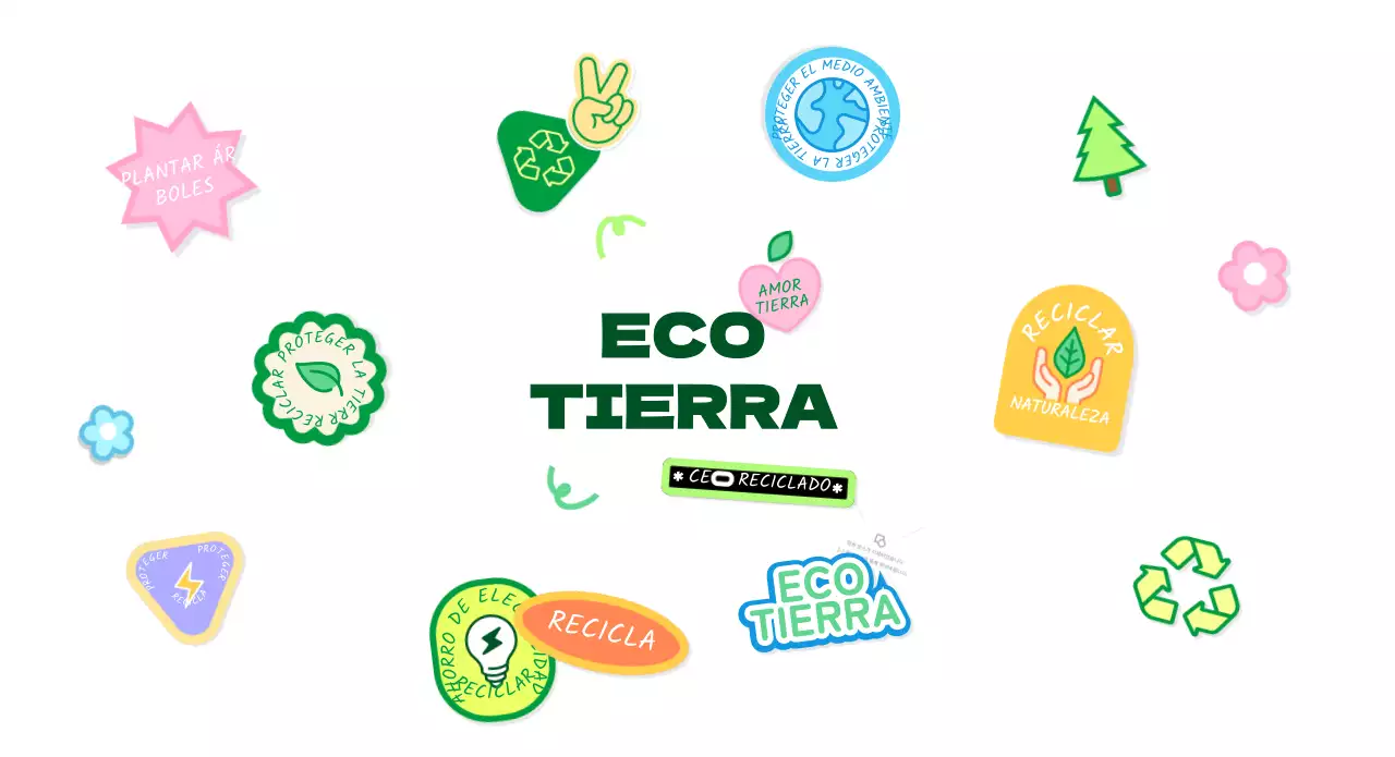 Concepto de pegatina para una campaña ecológica en color verde