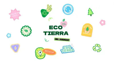 Concepto de pegatina para una campaña ecológica en color verde