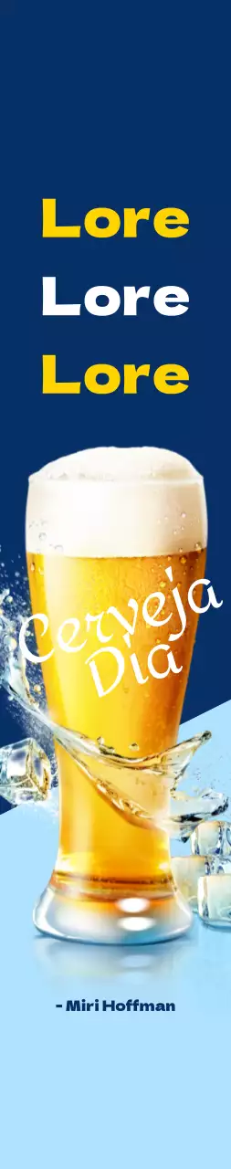 Grande anúncio de cerveja Hof sobre um fundo azul