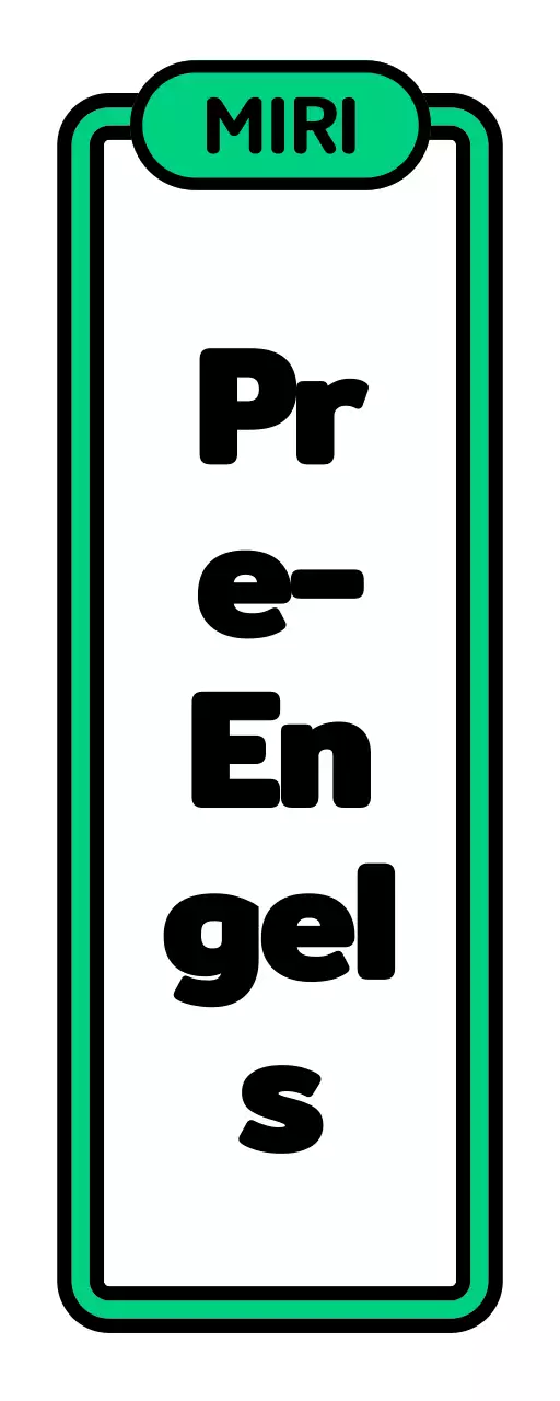 Een eenvoudig schoolbord met zwarte, witte, groene en paarse voor-Engelse tekst en omkaderde illustraties.