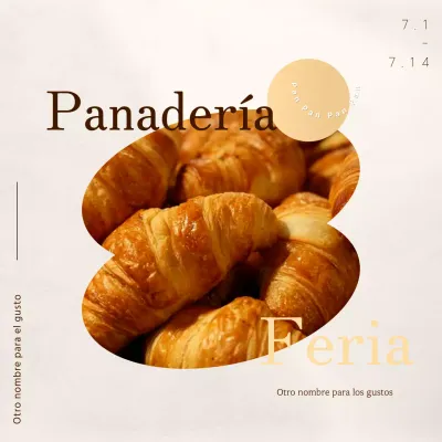 Imagen promocional de una feria de panadería beige y sentimental