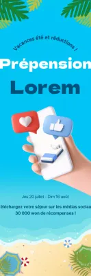 Faites la promotion de votre pension avec des likes sur les médias sociaux sur fond d'océan bleu.