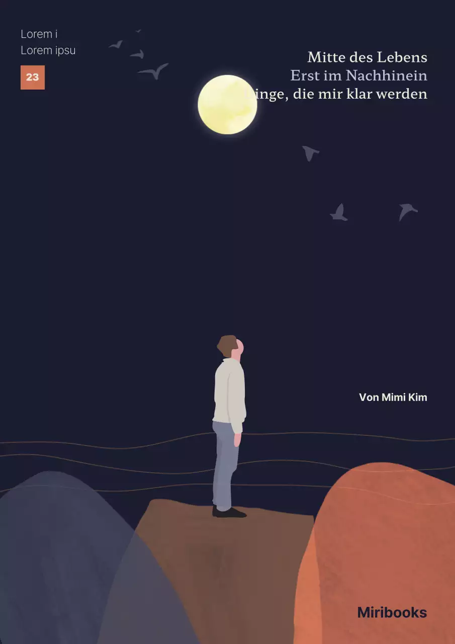 Geisteswissenschaftlicher Aufsatz in marineblau-oranger ruhiger Stimmung