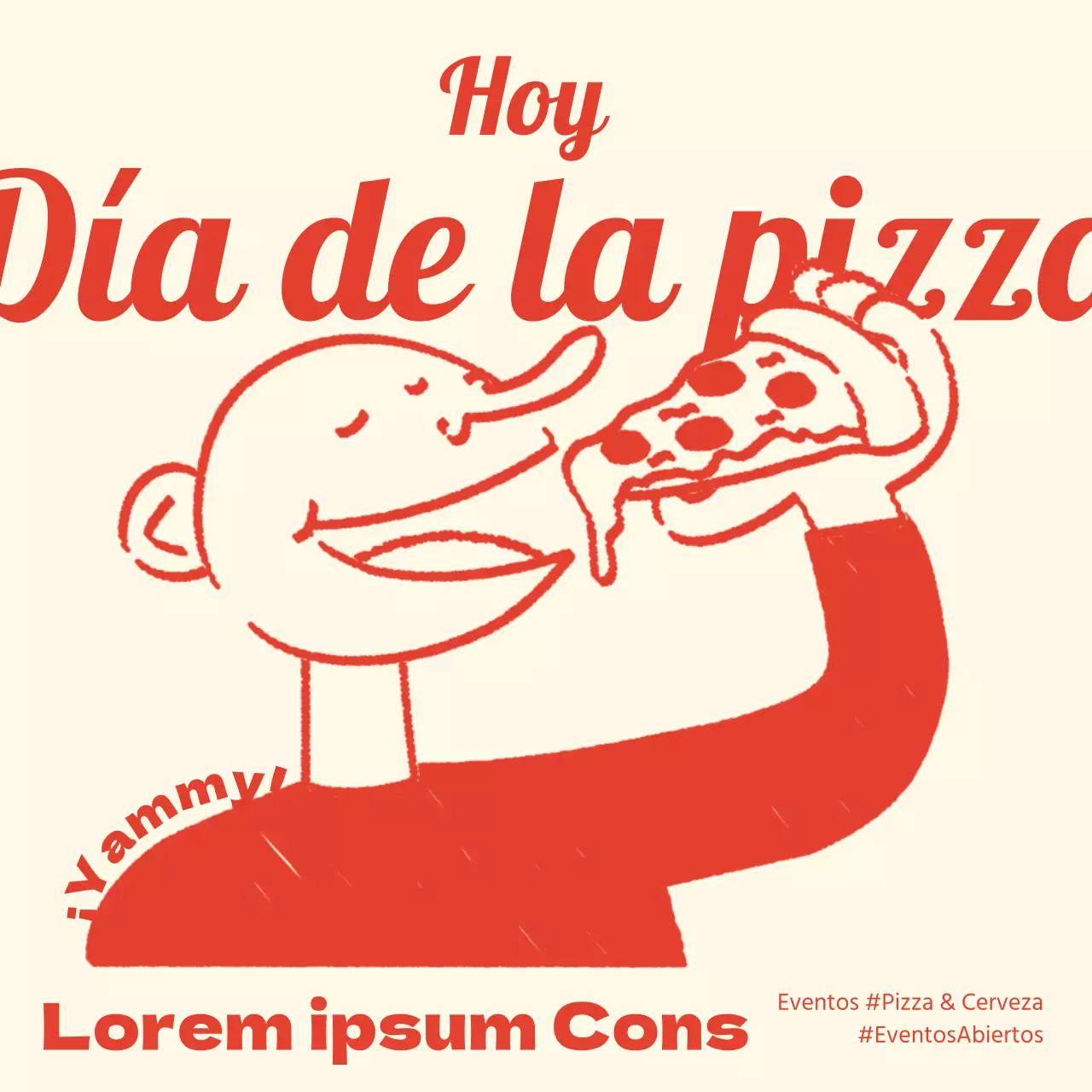 Promueva un acto minimalista en rojo y amarillo por el Día de la Pizza