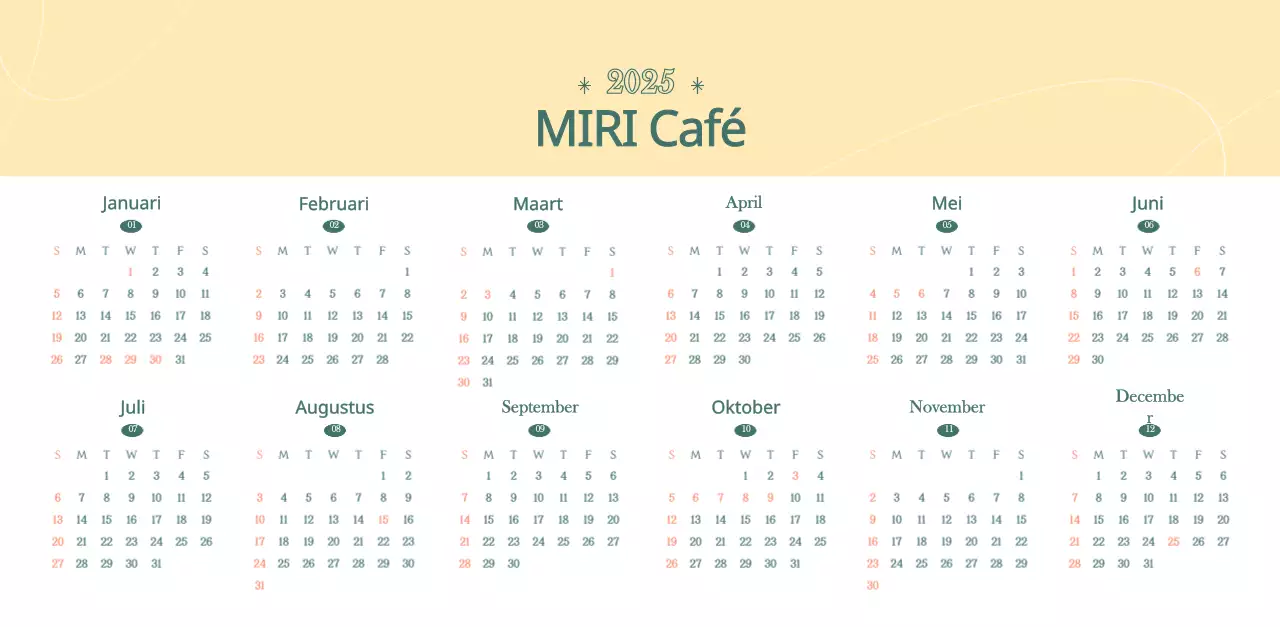 Cafékalender met aanbevelingen voor drankjes van de maand