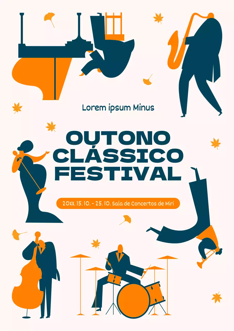 Promover eventos de espectáculos clássicos de outono com ilustrações engraçadas