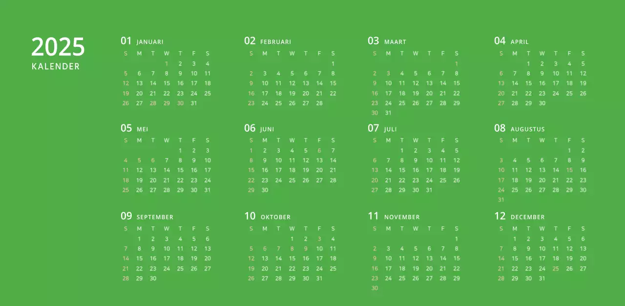 Schattige geïllustreerde groene bureaukalender met familiethema