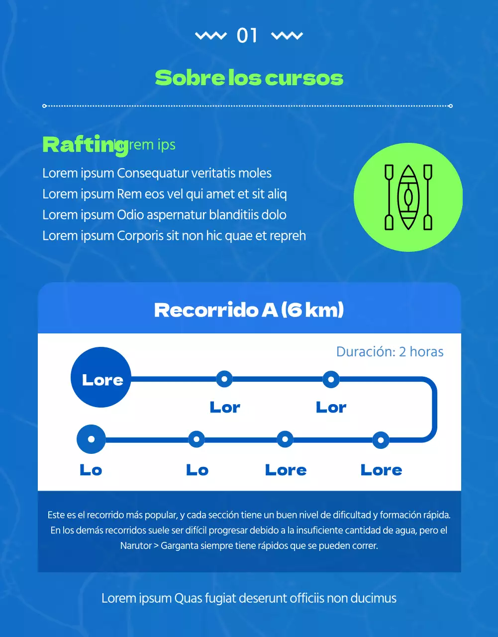 Empresas de rafting con ilustraciones azules y verdes de Donggang