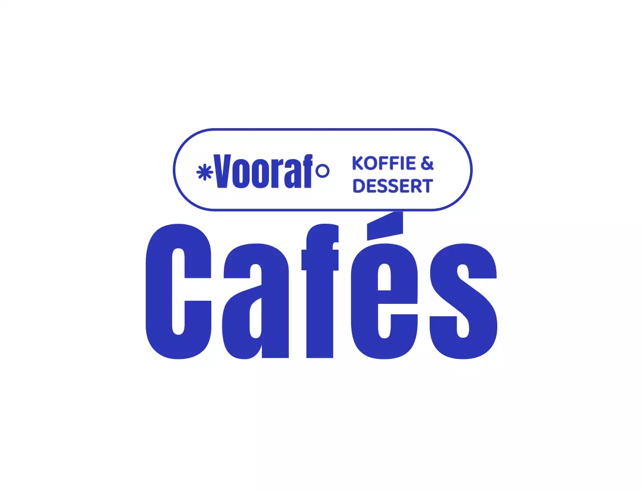 Marineblauw en wit leuk kop karakter koffie shop logo stijl