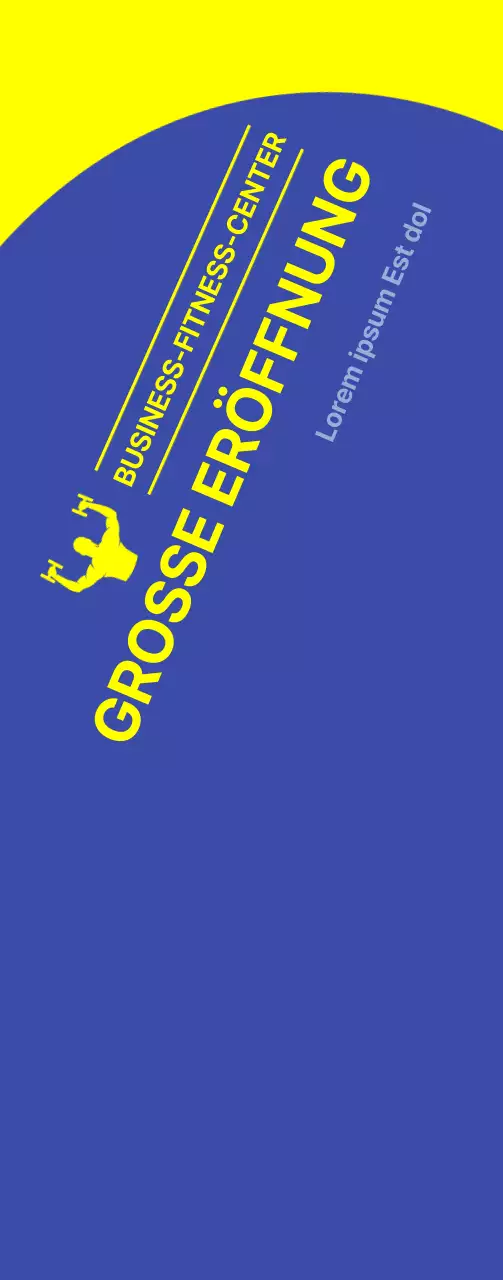 Turnhalle offen Werbebanner mit blauem Hintergrund