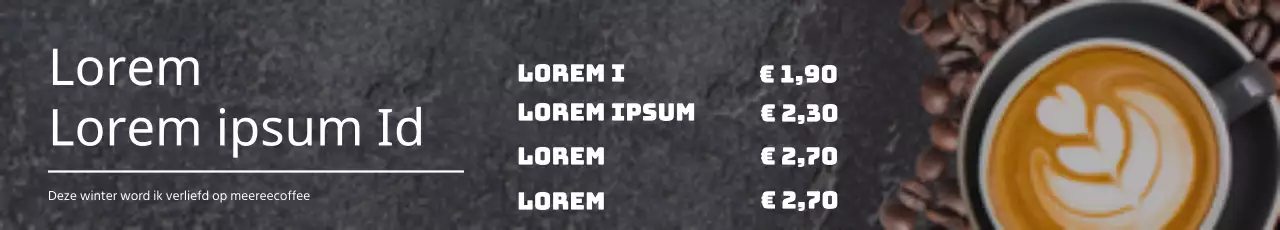 Promoot je café in de winter met foto's van grijze koffie en bonen