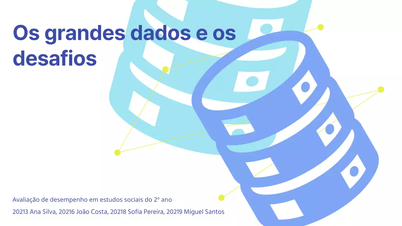 Apresentação limpa da avaliação de desempenho com quadrados azuis destacados